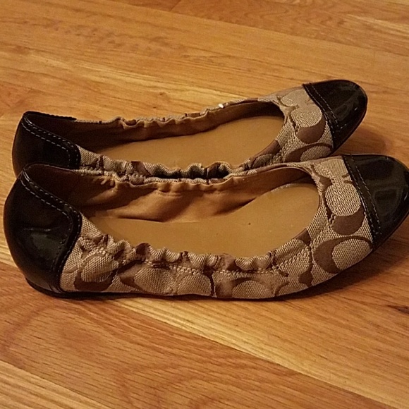 Coach Shoes - Brown Signature Coach Ballet Flats